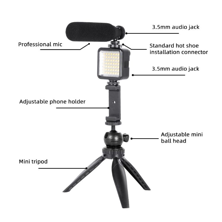 Maono Super Cardioid Vlog Shotgun Microphone with Tripod and LED Light | AU-CM11PL CM11PL