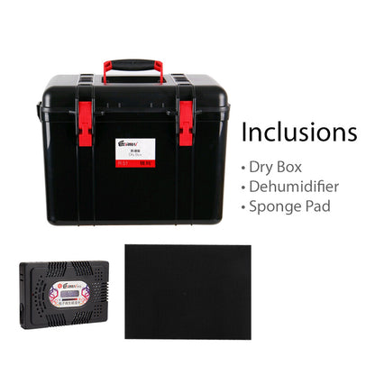 [CLEARANCE] Eirmai R51 Moisture-Proof Dry Box 24-Liters with Dehumidifier Hygrometer Sponge Pad and Sturdy Handle (Fits 1 DSLR and 6 Lenses) Black