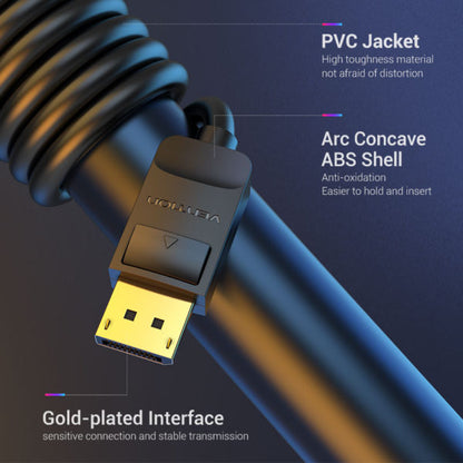Vention 1.2 HD 4K/60Hz Male to Male Gold Plated (HAC) Displayport Cable for TV, PC, Monitors, Projectors, Laptops (Available in Different Lengths)