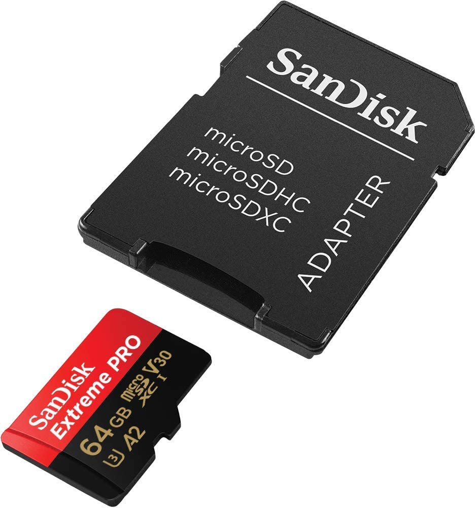 SanDisk Extreme Pro Micro SD Card 64GB UHS-I SDXC Class 10 200Mb/s and 90mb/s Read and Write Speed with Adapter | SDSQXCU-064G-GN6MA