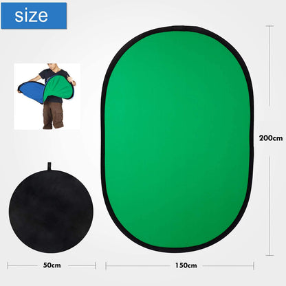 PXEL LSF-MS1520G 150x200cm Collapsible Chromakey 2-in-1 Double Sided Blue and Green Backdrop with 200cm Stand Support