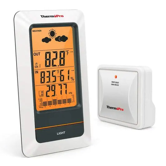 ThermoPro TP67B TP-67B Waterproof Weather Station Wireless Indoor Outdoor Thermometer Digital Hygrometer Barometer with Cold-Resistant and Waterproof Temperature Monitor