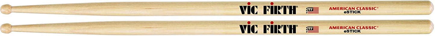 Vic Firth American Classic eStick Hickory Wood Barrel Tip Drumsticks (Pair) Drum Sticks for Electronic Drums and Percussion