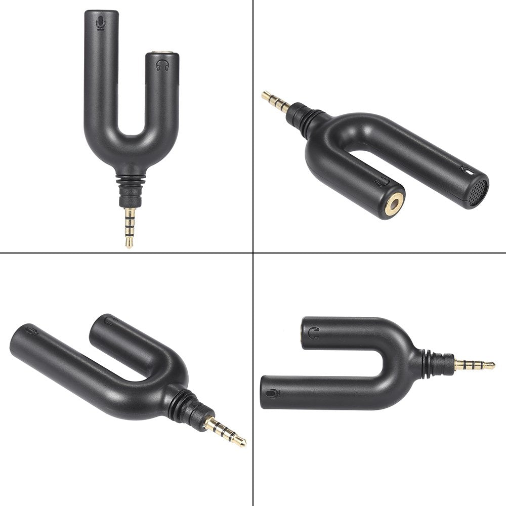 Boya BY-AUM3 U Shape 3.5mm TRRS Microphone Mic with 3-Position Headset Splitter Adapter for IOS and some Android Devices