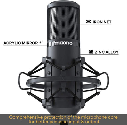 Maono AU-PM420 PM420 Plug and Play Professional USB Cardioid Condenser Microphone Kit with Boom Arm Stand for Podcasting, Recording, Broadcasting, Meetings and Gaming