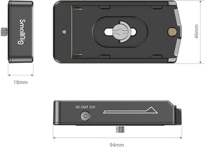 SMALLRIG 3018 NP-F 12V/7.4 Output Port Battery Adapter Lite Plate with LED Low Battery Indicator for Sony DSLR and Mirrorless Cameras