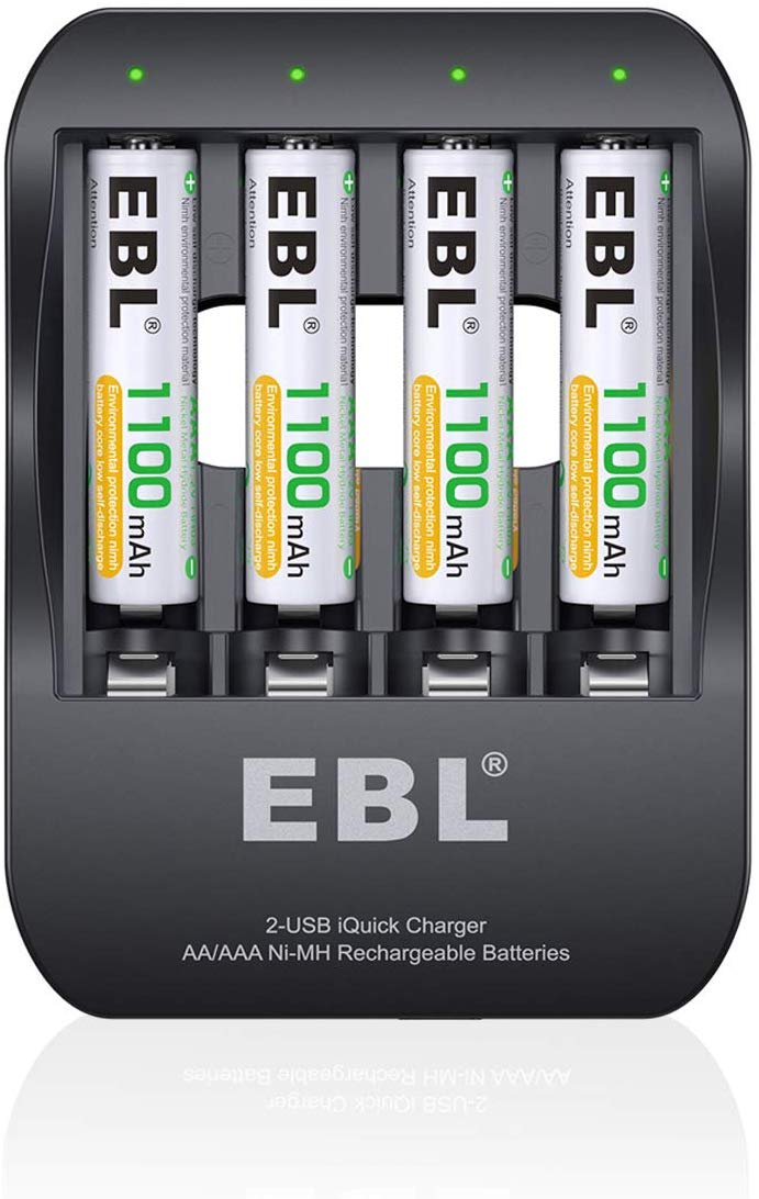 EBL LN-6201 Smart AA AAA Battery Charger 2 Hours Ni-MH Battery Charger iQuick Tech USB-Input with Rechargeable