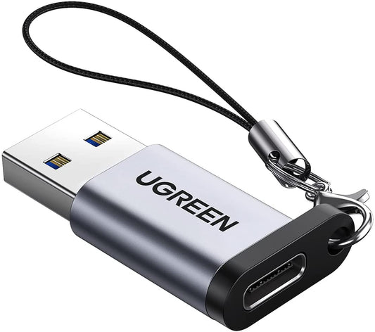 UGREEN Type C Female to USB A 3.0 Male Adapter Plug with Lanyard and Keychain Loop for PC and Mobile | 50533