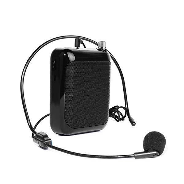 Maono AU-C01 Portable Rechargeable Voice Amplifier with LED Display, Wired Headband Microphone, FM Radio, Speaker and Waistband (BLACK)
