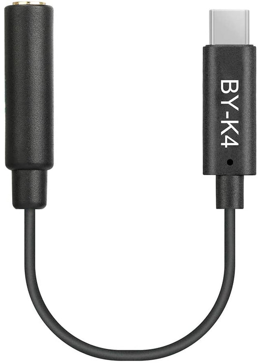 Boya BY-K4 3.5mm TRS (Female) to Type-C (Male) 20cm Audio Cable Adapter for Android Devices