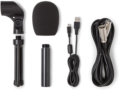 Samson Q2U USB/XLR Dynamic Microphone with Accessories Podcasting Live Sound Music Recording