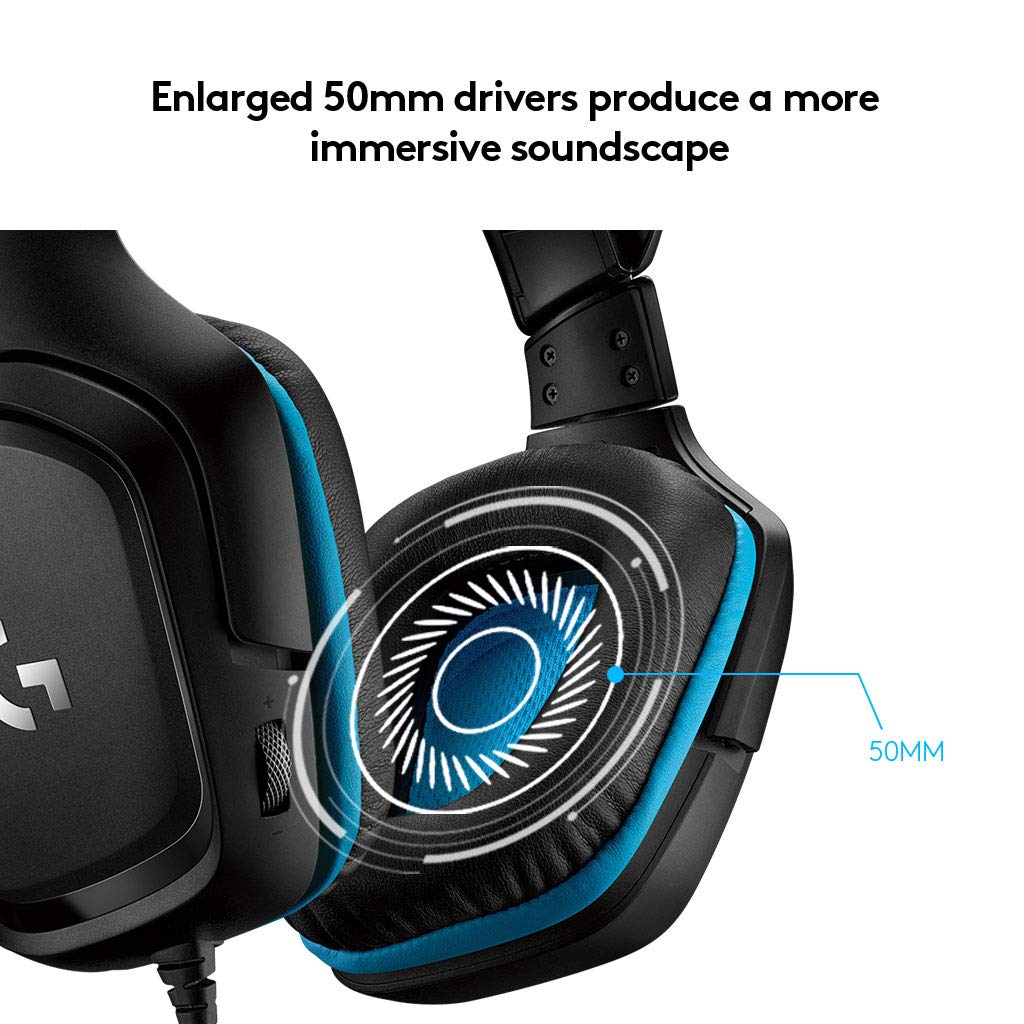 Logitech G431 7.1 Surround Sound Wired Gaming Headset with DTS Headphone for Gaming PC, Mac