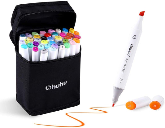 Ohuhu Alcohol Based Dual Tipped Art Markers for Coloring and Drawing for Kids and Adults 40 Colors plus 1 Colorless Blender (Chisel and Fine) OHUHU Y30-80400-10 | JG Superstore by Juan Gadget