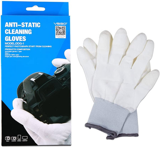 VSGO DDG-1 1 Pair Nylon Anti-Static Camera Cleaning Gloves with Finger Strengthening Structure, White
