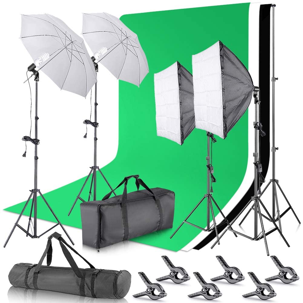 Pxel LS-BG KIT 1 Photographer Studio Set with Background, Continuous Lighting Equipment, Softbox, Umbrella Reflector and Photography Accessories