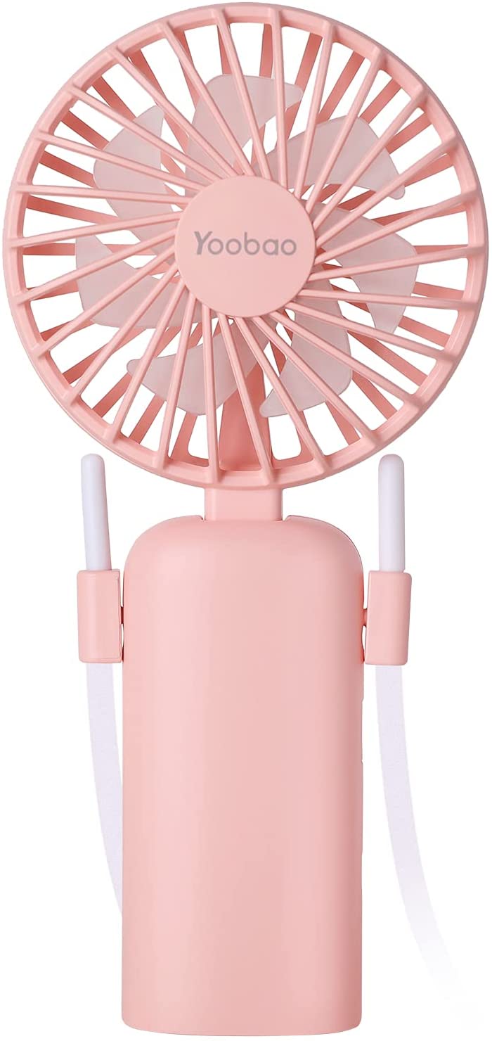 Yoobao F6 2000mAh Portable Hands-Free USB Rechargeable Handheld Fan with 3 Adjustable Speed and Up to 14.5 Hrs. Working Time (Pink Peach)