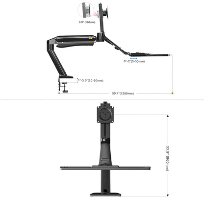 [CLEARANCE] NB North Bayou NB40 22"- 32" with 15Kg Max Payload Sit and Stand Workstation VESA Monitor Desk Mount, Keyboard Tray and Gas Strut Full Motion Swivel Arm for LCD LED TV Television
