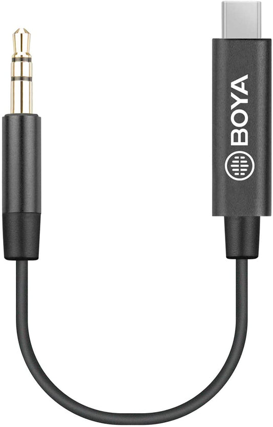 Boya BY-K2 3.5mm TRS Male to USB Type-C 20cm Audio Adapter Cable for Android Devices