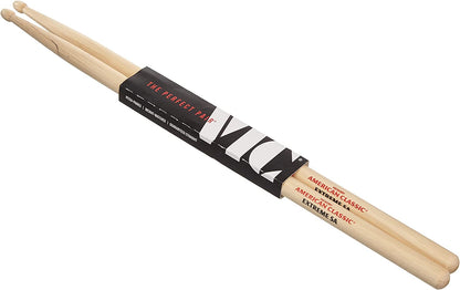 Vic Firth American Classic Extreme 5A Hickory Wood Tear Drop Tip Drumsticks (Pair) Drum Sticks for Drums and Percussion (Wood, Nylon Tips)