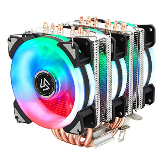 Alseye AS-GH906-3 DR90 90mm CPU Fan with 6 Heatpipes Air Cooler with 4-pin PWM Capable RGB LED Fans for Intel and AMD Processors