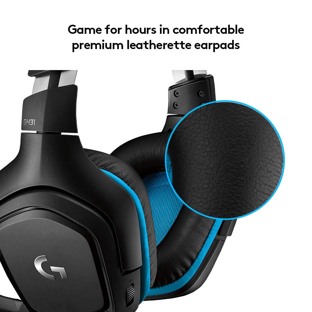 Logitech G431 7.1 Surround Sound Wired Gaming Headset with DTS Headphone for Gaming PC, Mac