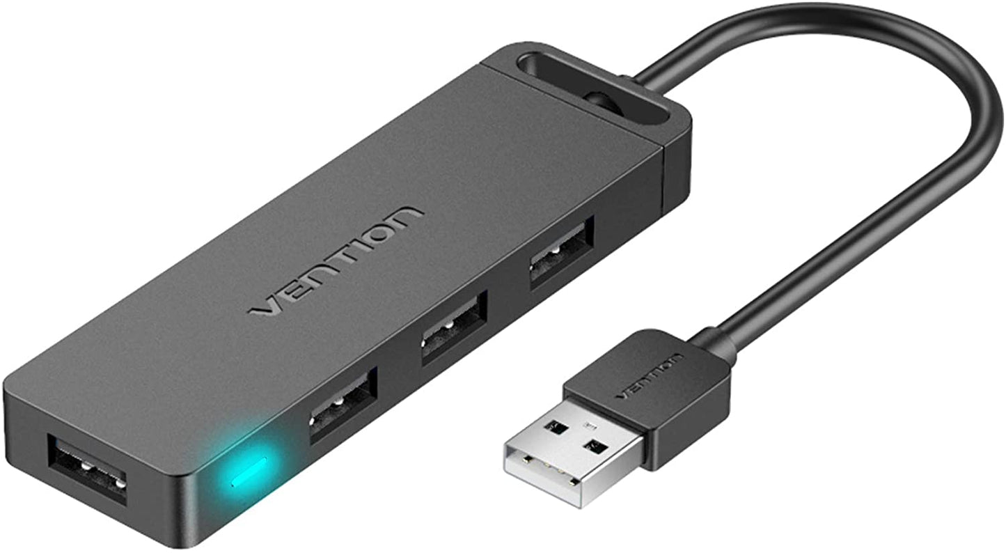 Vention High Speed 4-Port USB 2.0 Nickel Plated Hub With Power Supply 480Mbps Transfer Rate and Built-in SL2.1S Chip (Available in 0.15M, 0.5M, 1M) | CHMB