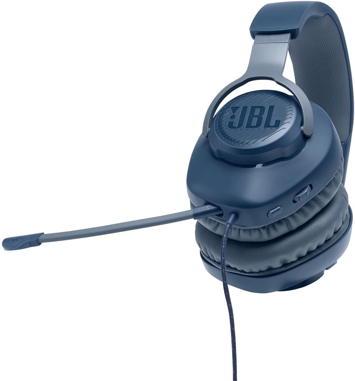 JBL Quantum 100 Over-Ear Wired Gaming Headset with Detachable Microphone, QuantumSOUND Signature, Windows Sonic Spatial Sound Support and Memory Foam Padded Earpads for PC, Mobile, and Consoles (Black, Blue, White)