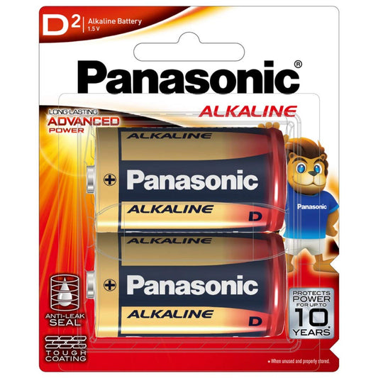 Panasonic Alkaline D Size Batteries (Pack of 2) 1.5V Battery - LR20T/2B