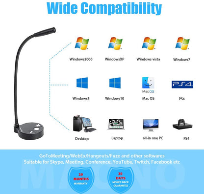 [CLEARANCE] Maono AU-GM10 GM10 Metal USB Cardioid Condenser Gooseneck Desktop Microphone with Volume Control and Led Indicator for Podcasting, Conferences, Interviews, Meetings