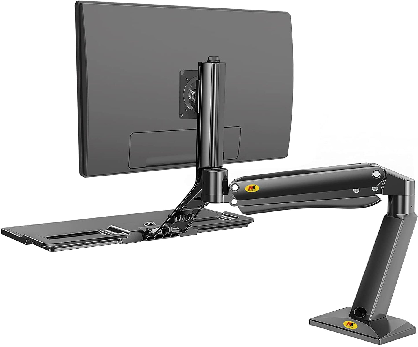 NB North Bayou NB40 22"- 32" with 15Kg Max Payload Sit and Stand Workstation VESA Monitor Desk Mount, Keyboard Tray and Gas Strut Full Motion Swivel Arm for LCD LED TV Television
