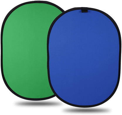 PXEL LS2020-ML1510G 100x150cm Collapsible Chromakey Blue & Green Screen 2-in-1 Backdrop Double Sided 100% Cotton Muslin Fabric Background Backdrop Kit with Stand Support