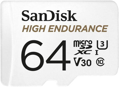 SanDisk HIGH ENDURANCE microSD Card U3, V30, 4K UHD SDXC Class 10, 100mb/s and 40mb/s Read and Write Speed with Adapter (32GB, 64GB, 128GB, 256GB)