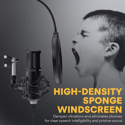 Maono AU-PM420 PM420 Plug and Play Professional USB Cardioid Condenser Microphone Kit with Boom Arm Stand for Podcasting, Recording, Broadcasting, Meetings and Gaming