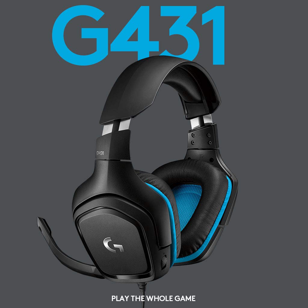 Logitech G431 7.1 Surround Sound Wired Gaming Headset with DTS Headphone for Gaming PC, Mac