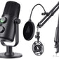 Maono Plug and Play USB Condenser Cardioid Microphone Kit with Scissor Arm Stand Dual Volume Control, Monitor Headphone Jack for Vocal, Youtube, Livestream, Recording and Gaming | AU-902S AU902S