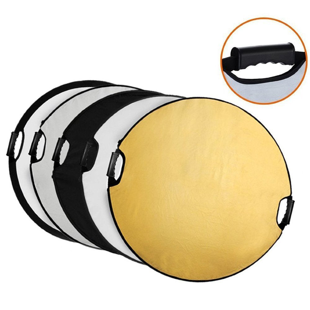 Pxel RF-6X6 5 in 1 24inch / 60cm Round Reflector with Grip Handle for Photography Photo Studio Lighting & Outdoor Lighting