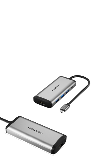 [CLEARANCE] Vention USB-C to HDMI / USB 3.0*3 / PD Docking Station Converter Hub 4K/30Hz 5Gbps Tinned Copper (CNB) 0.15M Gray Metal Type
