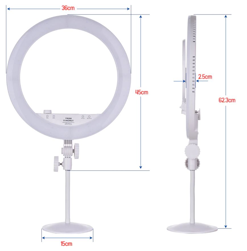 Yongnuo YN208 Ring Light with Mirror Bi Color LED 3200k-5500k with Stand