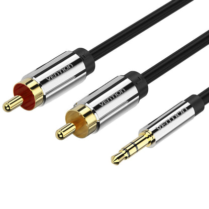 [CLEARANCE] Vention TRS 3.5mm Male to Dual RCA Male Gold Plated (BCF) Audio Cable for Amplifiers, Laptops, Mixers, Mobile Phones (Available in 1M, 1.5M, 2M, 3M, 5M, and 10M)