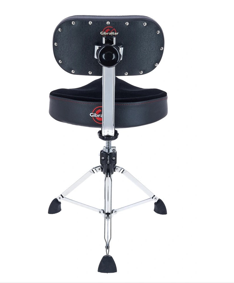 Gibraltar 9608MB Moto Drum Throne with Backrest, with Adjustable Height, Heavy Duty Bike Saddle Seat with Cordura Top and Double Braced Tripod