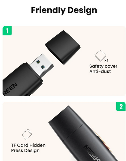 [CLEARANCE] UGreen Plug and Play Multifunction Card Reader Compatible with USB Type A and Type C PS4 / PS3, Xbox One, PC, Laptops, USB-C enabled Smartphones and Tablets (80191)