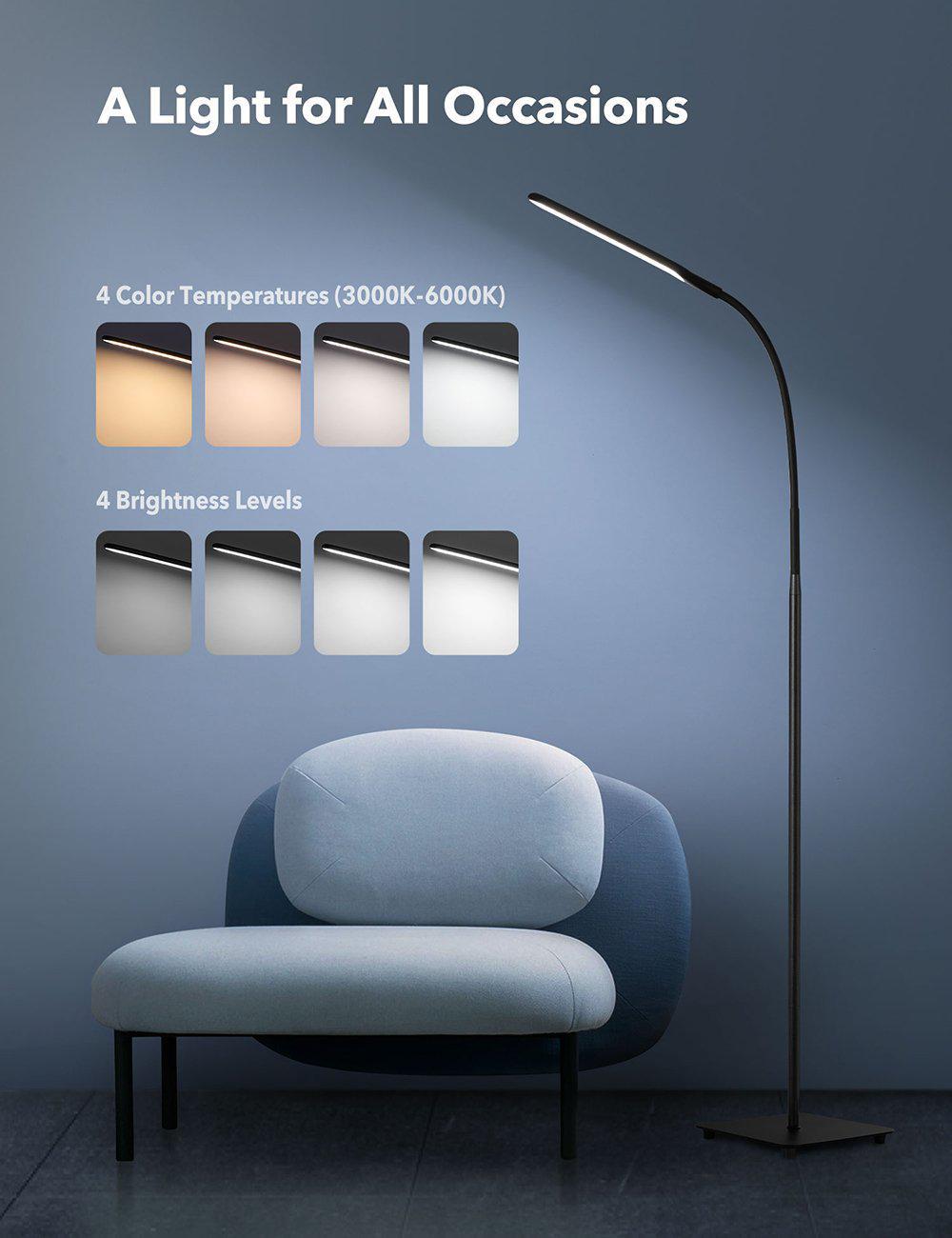 TaoTronics LED Floor Lamp with 5 Brightness Levels & 5 retailer Color Temperatures