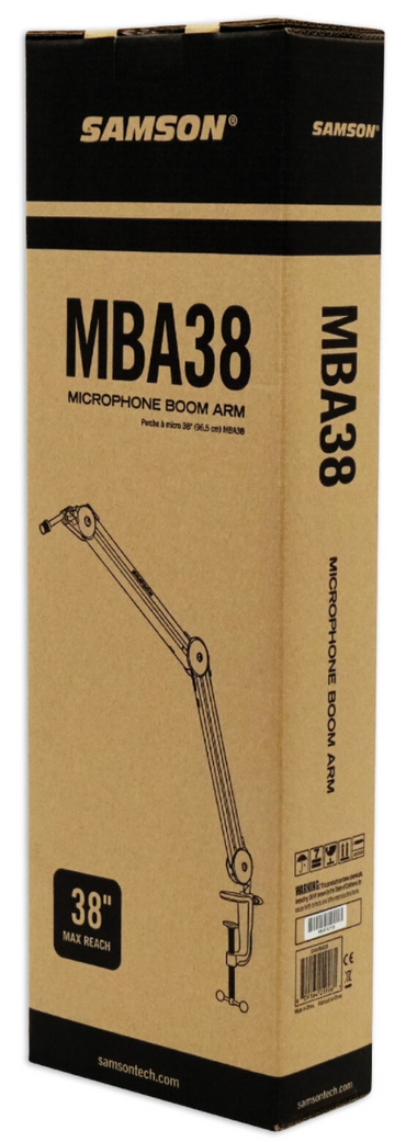 Samson MBA38 38-Inch Solid Matte Finish Microphone Boom Arm Good for Audio Recording, Video and Game Streaming