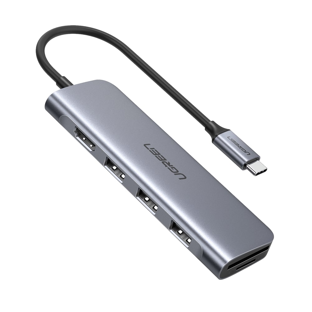 UGREEN 6-in-1 USB-C Hub with 4K 30Hz HDMI USB-A 3.0 Ports and Built-in SD microSD Card Reader for PC Laptop Computers | 70410