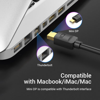 [CLEARANCE] Vention 1080p/60Hz Mini DP to HDMI Cable Gold Plated 1.5-Meters (HABB) Displayport Cable for PC, iMac, Macbook, TV, Monitor, Projector