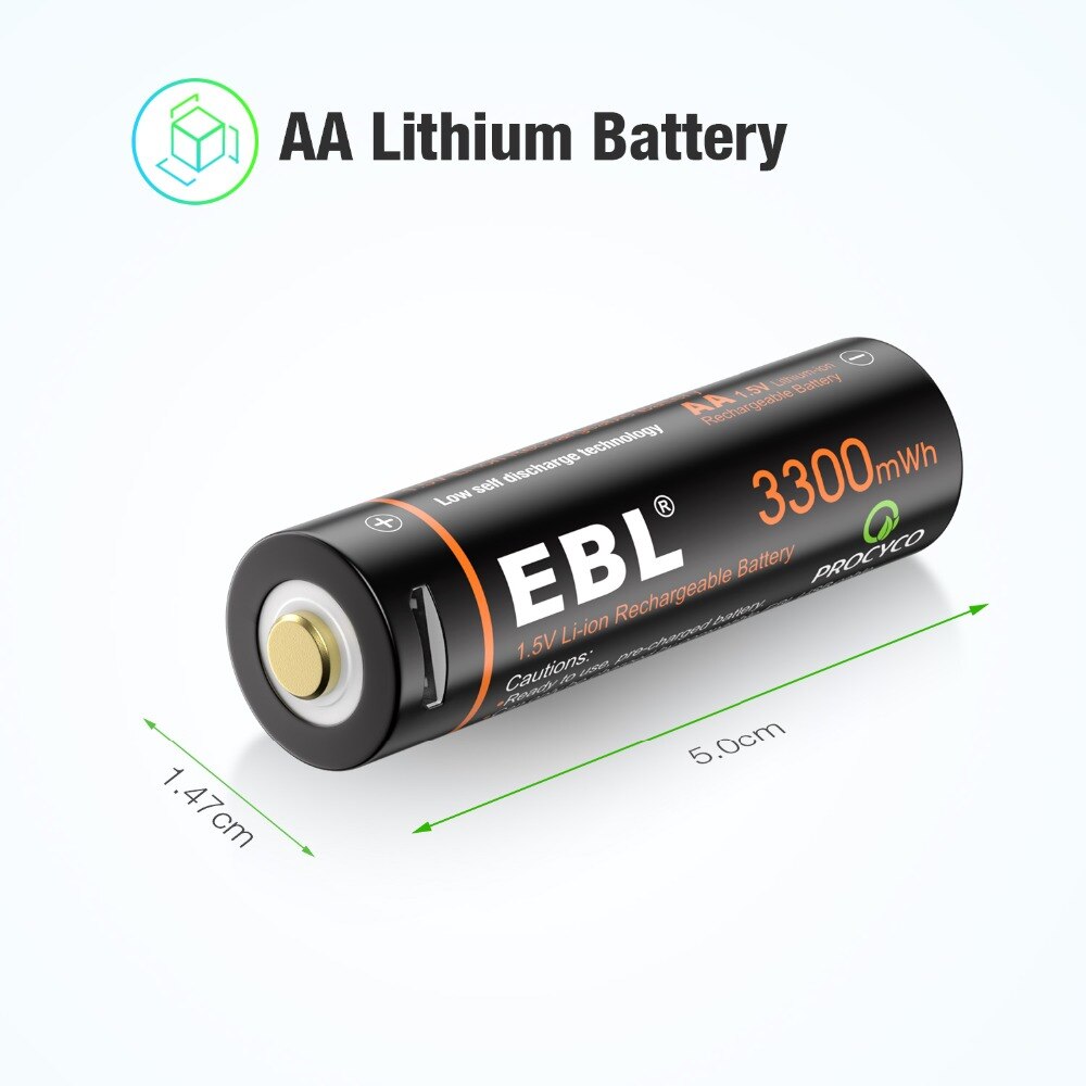 EBL TB-1443 1.5V AA 3000mAh Rechargeable Li-Ion Lithium Ion Battery wi – JG  Superstore