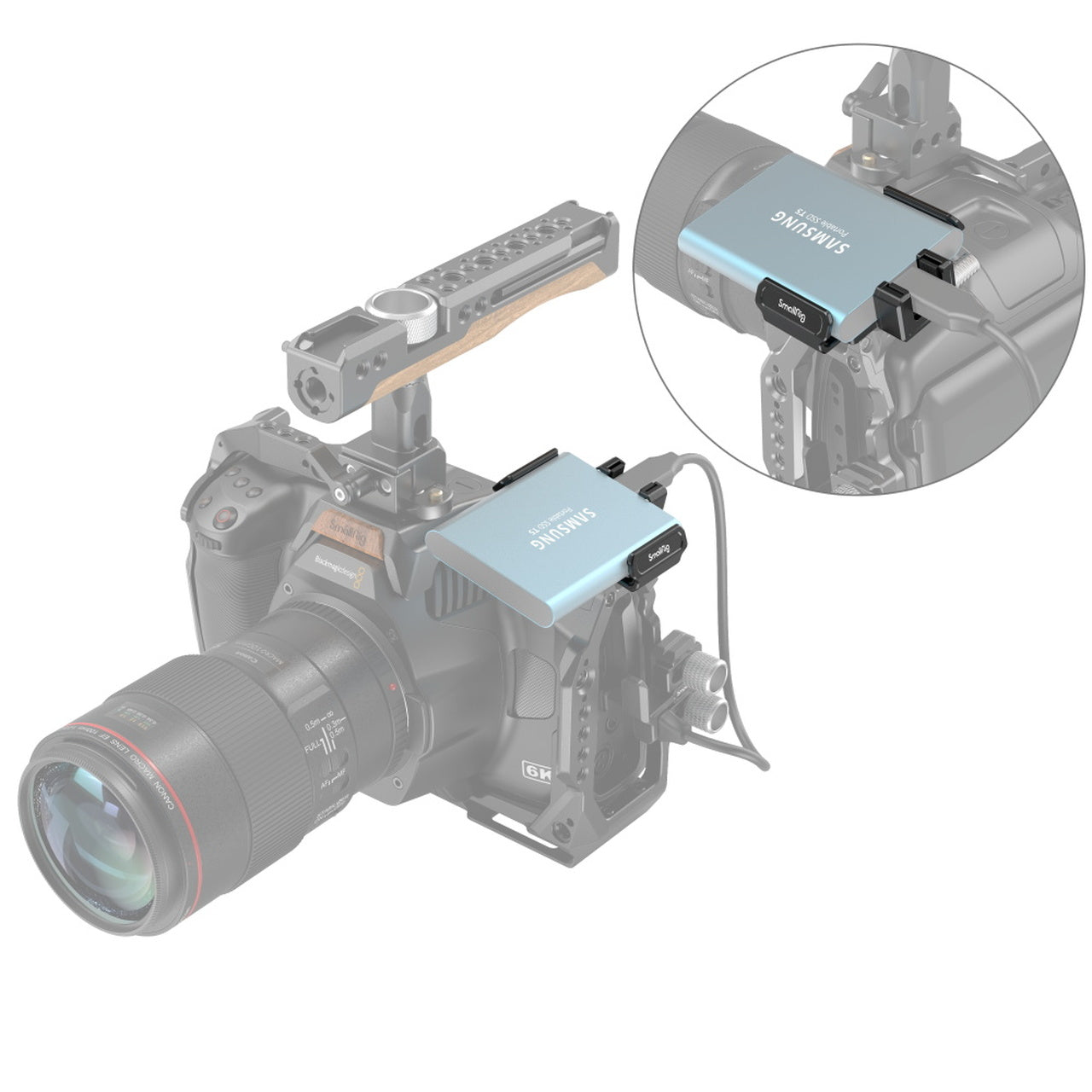 SmallRig T5/T7 SSD Mount for BMPCC 6K PRO Cage Bracket Holder with Spring Loaded Clamp 3272