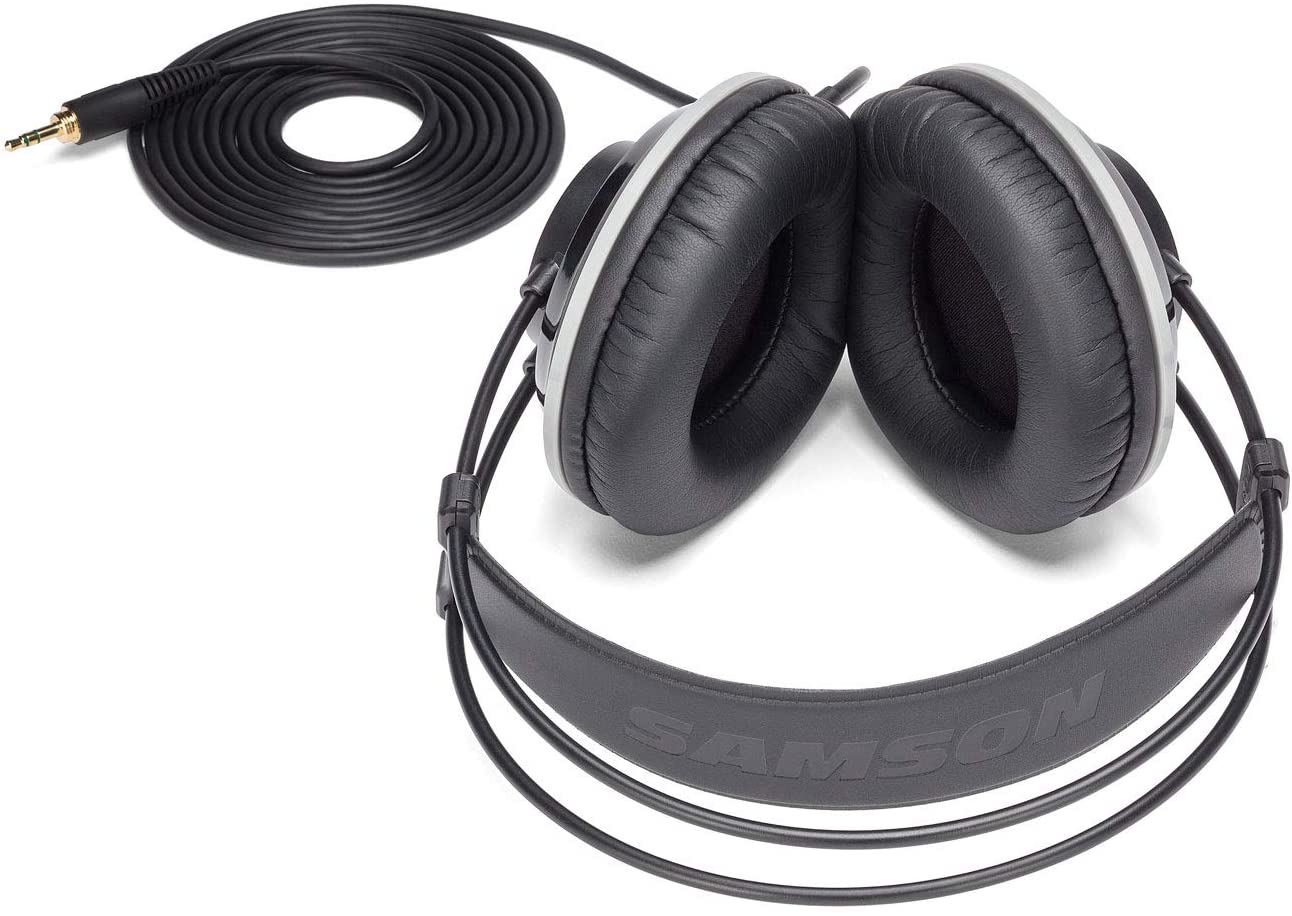 Samson SR990 Closed-Back Studio Reference Headphones Over-Ear with 20Hz to 20KHz Frequency Range Velour Protein-leather Earpads Neodymium Drivers for Audio