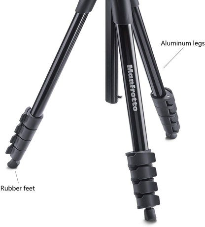 Manfrotto MKCOMPACTACN-BK Compact Action Aluminum 3.3Lb Tripod for Vlogging, Photography (Black)