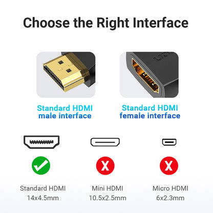 Vention HDMI 270 Degree Male to Female Adapter 4K 60Hz Gold-plated Vertical Flat with Backward Compatibility Support (AIQBO)